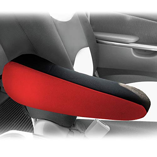 Image of FH Group Flat Cloth Fabric Red Armrest Cover Semi-Universal Fit, One Pair Red