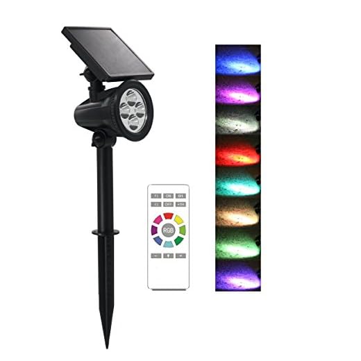 Suneng Power Solar Spot Lights Outdoor Color Change Remote Control Landscape Tree Spotlights Waterproof Security LED for Garden Lawn Yard Step Walkway Pathway Auto on/Off