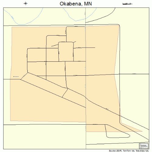 Large Street & Road Map of Okabena, Minnesota MN Printed poster size