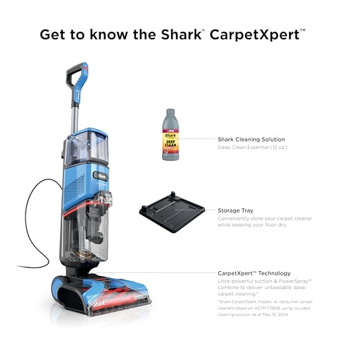 Shark CarpetXpert Upright Carpet & Area Rug Cleaner, Perfect for Pets, Lightweight & Powerful, Dirt, Grime, & Odor Removal, Carpet Shampooer, Cleaning Solution, Blue, EX121BRN