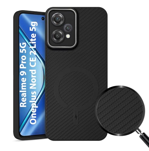 Image of LIRAMARK Rugged Carbon Fibre TPU Armor Silicone Back Cover Case for Realme 9 Pro 5G / Oneplus Nord CE 2 Lite 5g