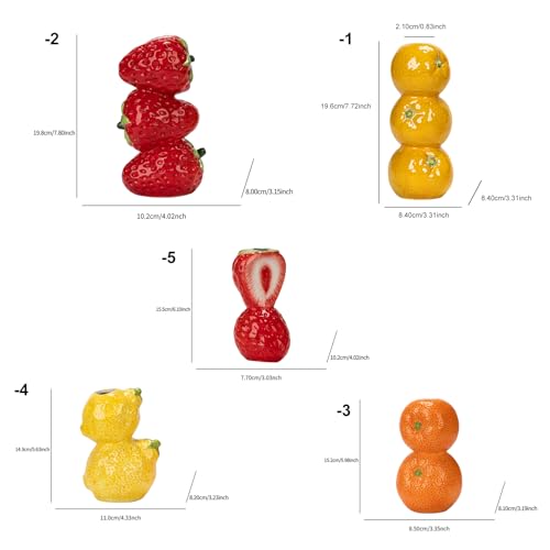 Jarrones de cerámica apilados con limones artificiales para mesa 6