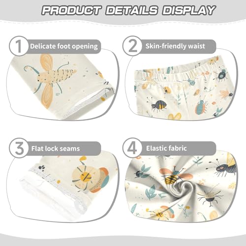 ZZKKO Girls Leggings Cute Garden Insects Toddler Girls Clothes Leggings for Girls Toddler Girls Leggings 3-4T3