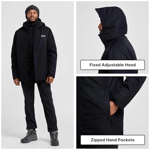 NORTH RIDGE Men’s Align 3-in-1 Jacket with Removable Insulated Inner & Adjustable Hood, Waterproof, Breathable & Warm Winter Coat (UK, Alpha, M, Regular, Regular, Black) - Image 4