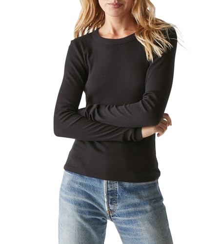 Michael Stars Womens Zola Long Sleeve Wide Binding Crew Tee US X