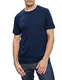 Woolday I Merino T-Shirt Herren Rundhals aus 100%, superfeiner Merinowolle I Stoff aus Deutschland, genäht in Portugal I Navy Blau I XL