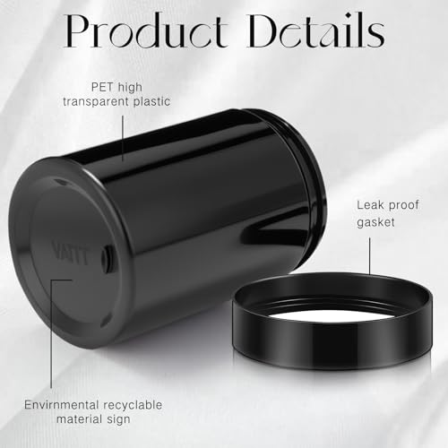 Image of Patelai 4 Pcs Plastic Jars Wide Mouth with Lids,10 Ounce,Pure Black