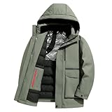 OAKVERVE Abrigo de plumón para hombre invierno al aire libre clásico grueso resistente al frío con capucha de longitud media, EN8, XS