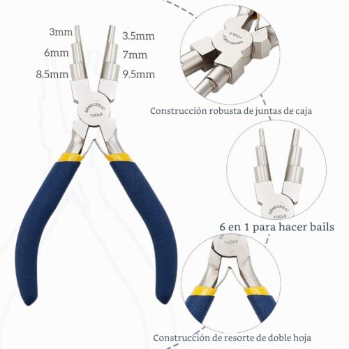 Miniatura 2 de Benecreat 6 En 1 Alicate De Nariz Redondo Alicates Con Mango De Agarre Cómodo Antideslizante Para Bucles Y Anillos De Salto De 3mm A 9,5mm