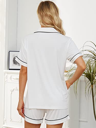 Image of Womens Pajama Sets Short Sleeve Sleepwear Soft Button Down Nightwear Lounge Pj Set XS-XXL