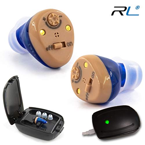 R&L Hearing Amplifier C100 Rechargeable to Aid and Assist Hearing Difficulties of Seniors, Rechargable Digital Device, Each Charge Lasts 2 Days, Fit Either Ears (2 Pack)