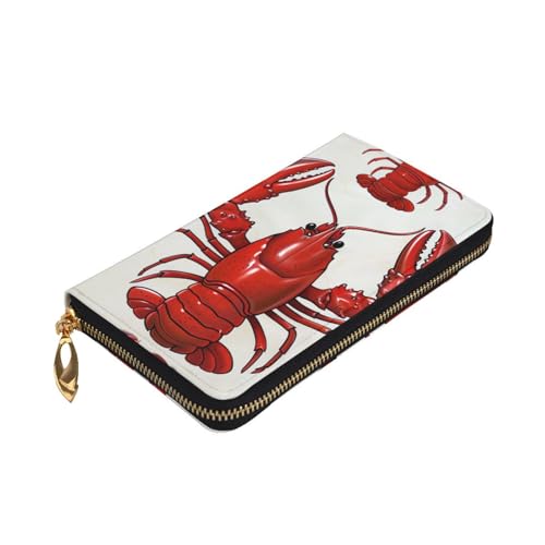 Red Lobster Print Printed Long Wallet for Women Men Cute PU Leather Wallet with Coin Purse and Credit Card Holder3