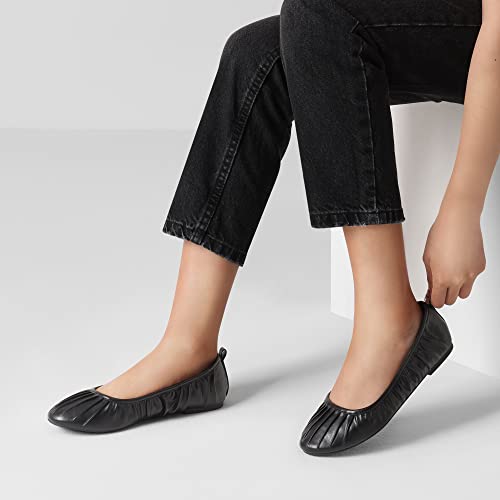 Dream Pairs Womens Sdfa2222W Dive Ballet Flats Women’s Dressy Work Cute Pleated Classic Round Toe Slip On Flats Shoes, Size 7.5, Black #TOP5