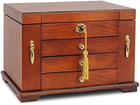 TITISKIN Extra Large Wooden Jewelry Box/Jewel Case Cabinet Armoire Ring Necklacel Gift Storage Box Organizer (Brown)