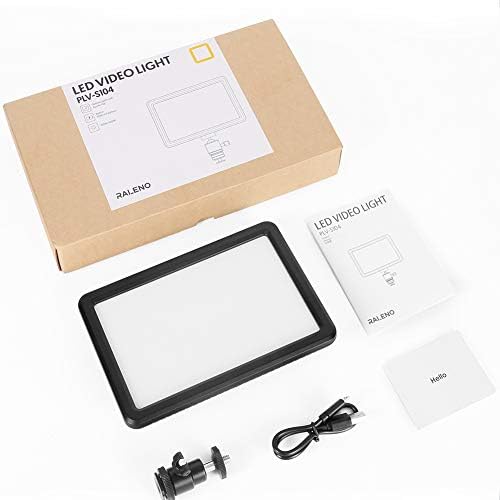 LED Video Light, RALENO Dimmable Bi-Color 3200-5600k, Built-in 5000mAh Battery, CRI95+, 104 Led Camera Light with Hot Shoe Mount and USB Cable for Youtube Video Live Interview and Portrait Photography