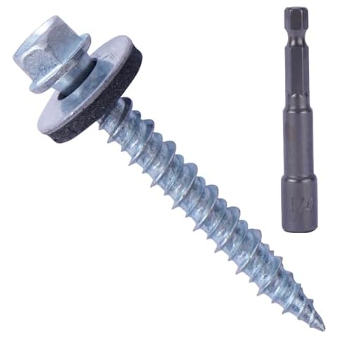 BHTOP 400 Pcs Metal Roofing Screws 10 x 1 inch, Hex Head Sheet Metal Roof Screw with EPDM Washer for Corrugated Roofing Cover