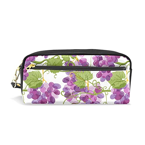 Simpatico astuccio con volpi arancioni in stile cartone animato senza cuciture su neve per matite penne pennarelli articoli di cancelleria per scuola e blu scuro pelle sintetica