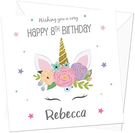 Unicorn Personalised Birthday Card - Special Card for Girls - Daughter, Sister, Granddaughter, Niece - 3rd, 4th, 5th, 6th, 7th, 8th, 9th, 10th