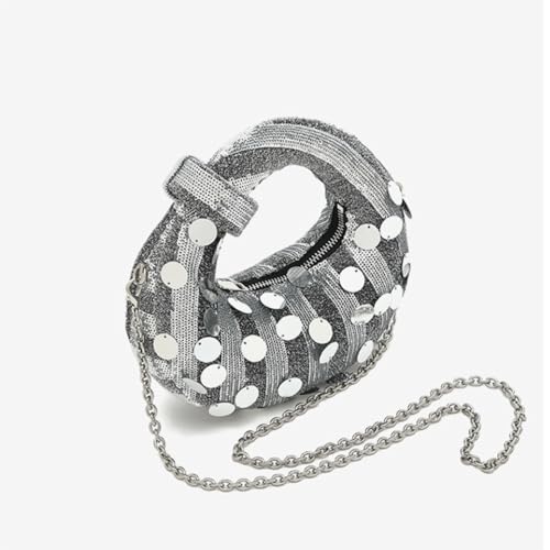 Sequin Purse Sparkly Sequin Purse Y2K Round Hobo Bag Striped Underarm Crossbody Shoulder Bag Zipper Trendy Gift3