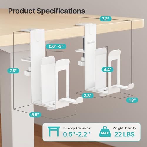 Image of PEGZONE Laptop Stand Vertical, 2-Slot Under Desk Laptop Holder, White