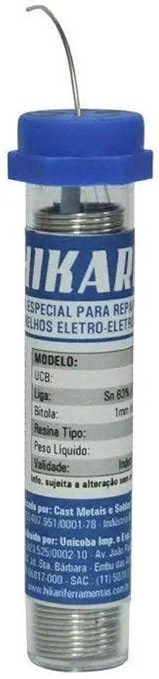 Solda de Estanho 1.0MM 63X37 HS-63 22G Hikari