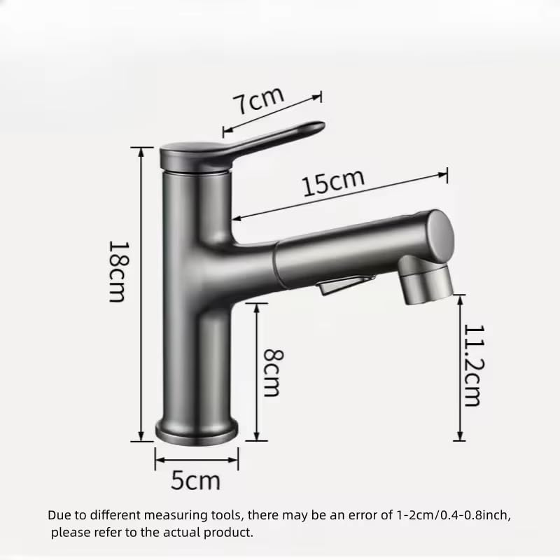 Robinet de lavabo noir extractible à eau chaude et froide