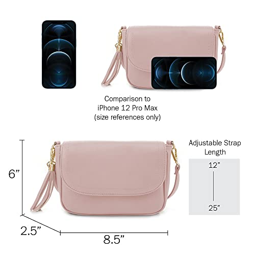 Image of EVVE Small Crossbody Bags for Women Trendy Flap Saddle Purses with Tassel Vegan leather Shoulder bag