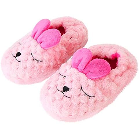 Petyoung Toddler Girls' Bunny Slippers Kids Winter Warm Anti-skid Slippers House Shoes (9-10 Toddler, Pink) Cover