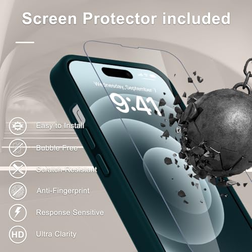 Image of YENAPOON for iPhone 14 Pro Max Case, Matte Magnetic Phone Cover [with 1 Screen Protector] [Support for MagSafe] [Shockproof Military Grade Protection] Translucent Frosted Back, Blue