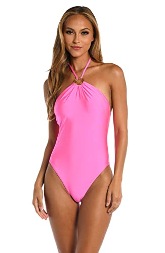 Sunshine 79 Women's Standard High Neck One Piece Swimsuit, Electric