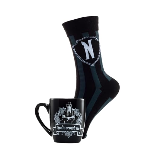 Ensemble tasse et chaussettes Mercredi noir goodies pour fans