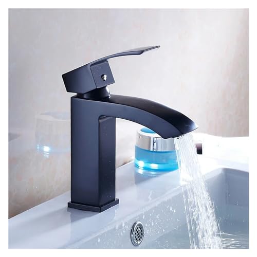 Robinet de lavabo mitigeur noir et chromé avec réglage précis de la température d'eau