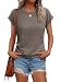 Cicy Bell Damen T Shirt Rundhals Sommer Basic Top,Kaffee,S