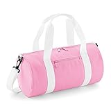 BagBase Mini Barrel Bag (One Size) (Classic Pink/White)