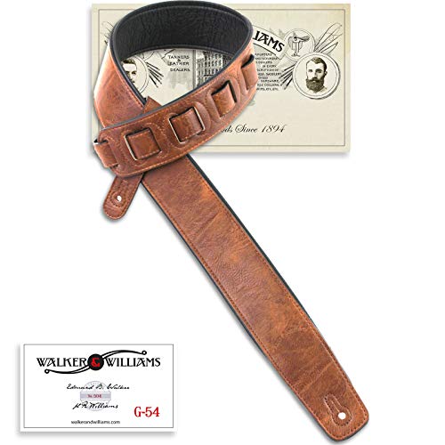 Walker & Williams G-54 Chestnut Brown Guitar Strap with Padded Glove Leather Back