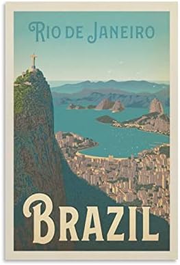Vintage Travel City Poster Rio De Janeiro Brazil Poster Decorative Painting Canvas Wall Posters and Art Picture Print Modern Family Bedroom Decor Posters 12x18inch(30x45cm)