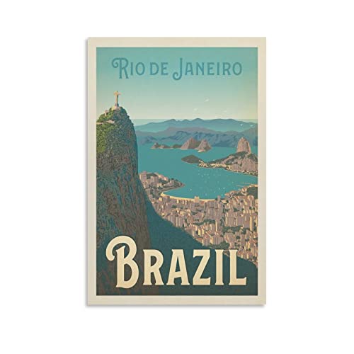 Vintage Travel City Poster Rio De Janeiro Brazil Poster Decorative Painting Canvas Wall Posters And Art Picture Print Modern Family Bedroom Decor Posters 12X18Inch(30X45Cm) #TOP3