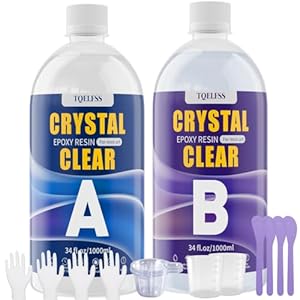 68OZ Crystal Clear Epoxy Resin Kit, Self Leveling, No Bubbles, Not Yellowing Epoxy Resin for Molding & Casting, Jewelry Making, DIY, Crafts, Countertops, River Tables, Wood Surfaces – 34OZ ×2