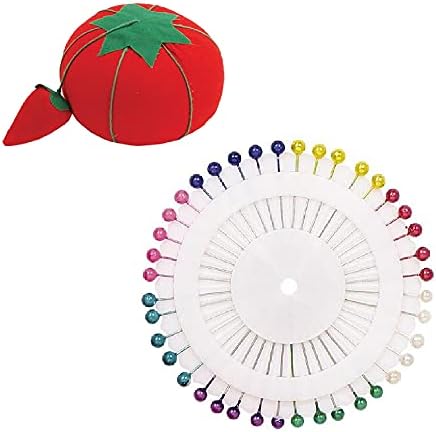 Sewing Essentials 40PCs Sewing Pins – Straight Pins and Tomato Pin Cushion Set, Stainless Steel Quilting Pins, Multifunctional Pearl Head Pins, Easy to Use and Store Fabric Pins