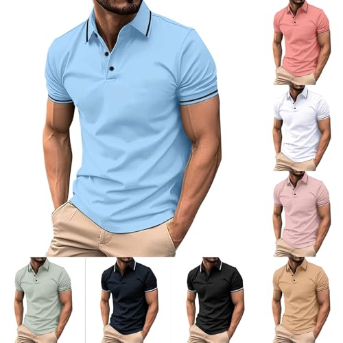 Mens Athletic Short Sleeve Polo Shirt Button Up Lightweight Male Golf Sports T Shirt Solid Gym Fitness Muscle Tops3