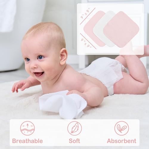 Image of Viviland Baby Towels and Baby Wash Cloths Set Hooded Baby Towels Baby Wipes Absorbent Bath Face Towels Burp Cloths or Face Towels for Girl Boy 6-Pack Size 28 x 28 Inch(Sunshine)