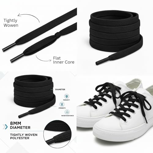 Image of Heavy Duty Flat Shoe Laces for Men & Women | Comfortable, Strong Grip & Stylish Sneaker Laces