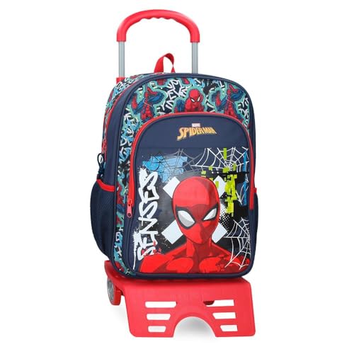Sac à dos Spiderman en polyester imperméable marine avec grand compartiment zippé