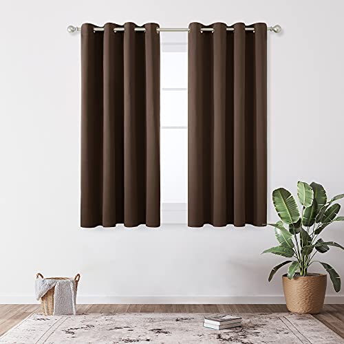 Deconovo Window Treatments Thermal Insulated Eyelet Curtains Blackout Curtains for Bedroom Brown 42 x 54 Inch 2 Panels - Image 2