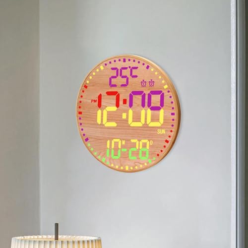 Horloge murale numérique RVB à luminosité réglable et télécommande