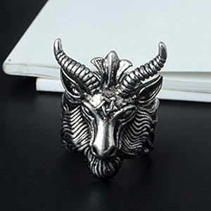 healthwen Mannen Ring Sieraden Vintage Satan Aanbidding Schapen Geit Hoofd Titanium Stalen Ring Accessoires Verjaardag…