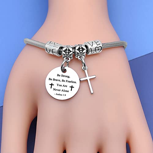 Image of DlaeKua Faith Bracelets for Women Bible Verse Jewelry Gifts Inspirational Religious Gifts Stainless Steel Bracelet Jewelry Joshua 1:9 Christian Prayer Gift Birthday Gift for Her