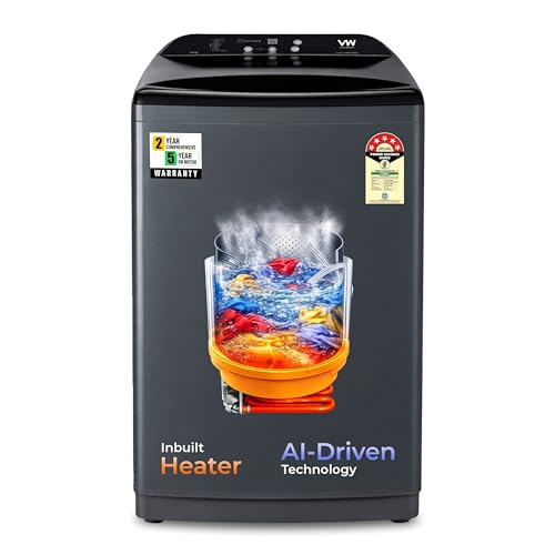 Image of VW V10 HeatPro 10 Kg 5 Star Fully-Automatic Top Loading Washing Machine with In-built Heater (Black)