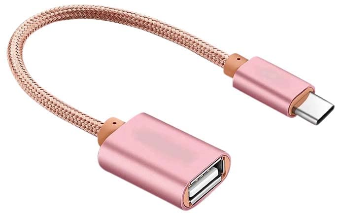 Adaptateur Type C/USB pour HTC Desire 21 Pro Smartphone & Mac USB-C Clef Connecteur (Rose)