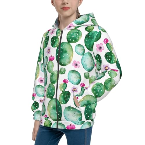 Cactus Plants Kid Hoodies Boys Zip Up Sweatshirts Girls Pullover with Pocket
